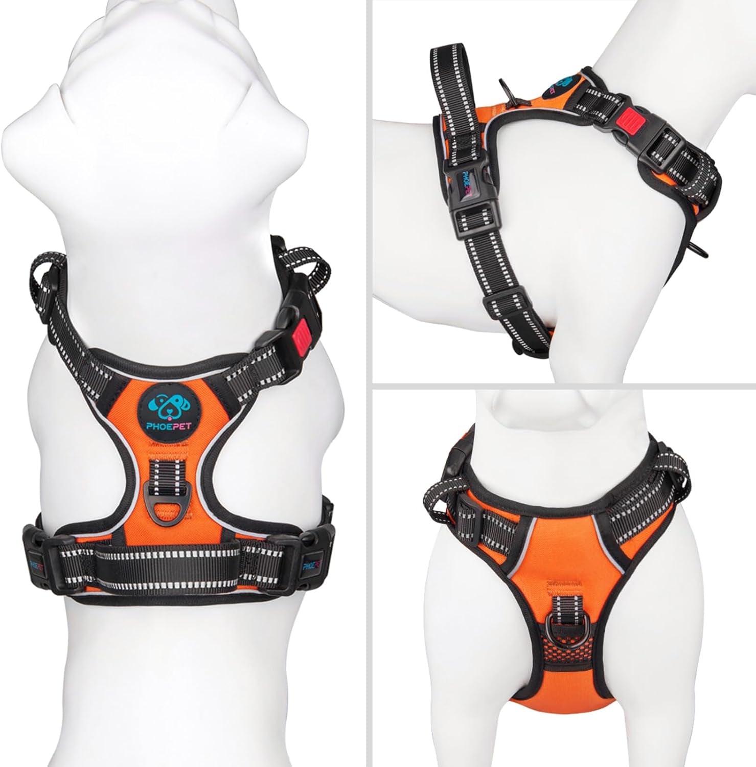 No-Pull Dog Harness – Medium, Orange