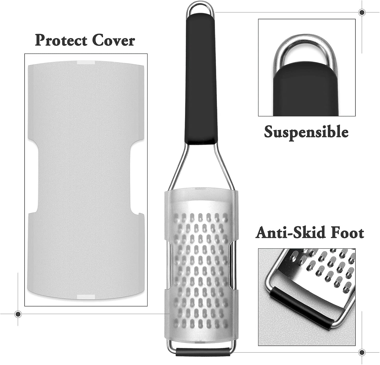 3-Piece Lemon Zester & Grater Set (Black)
