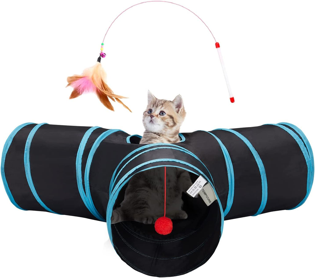 3-Way Collapsible Cat Tunnel Toy – Indoor