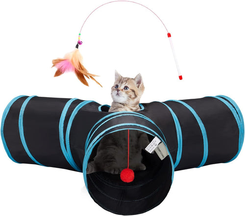3-Way Collapsible Cat Tunnel Toy – Indoor