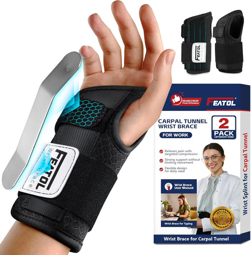 2-Pack Carpal Tunnel Wrist Brace – Pain Relief