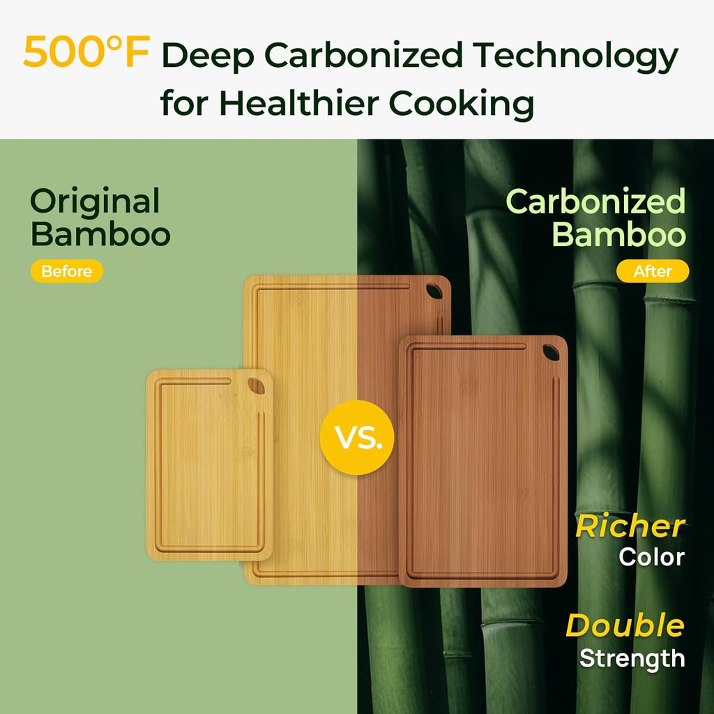 Bamboo Cutting Board with Juice Groove & Handles