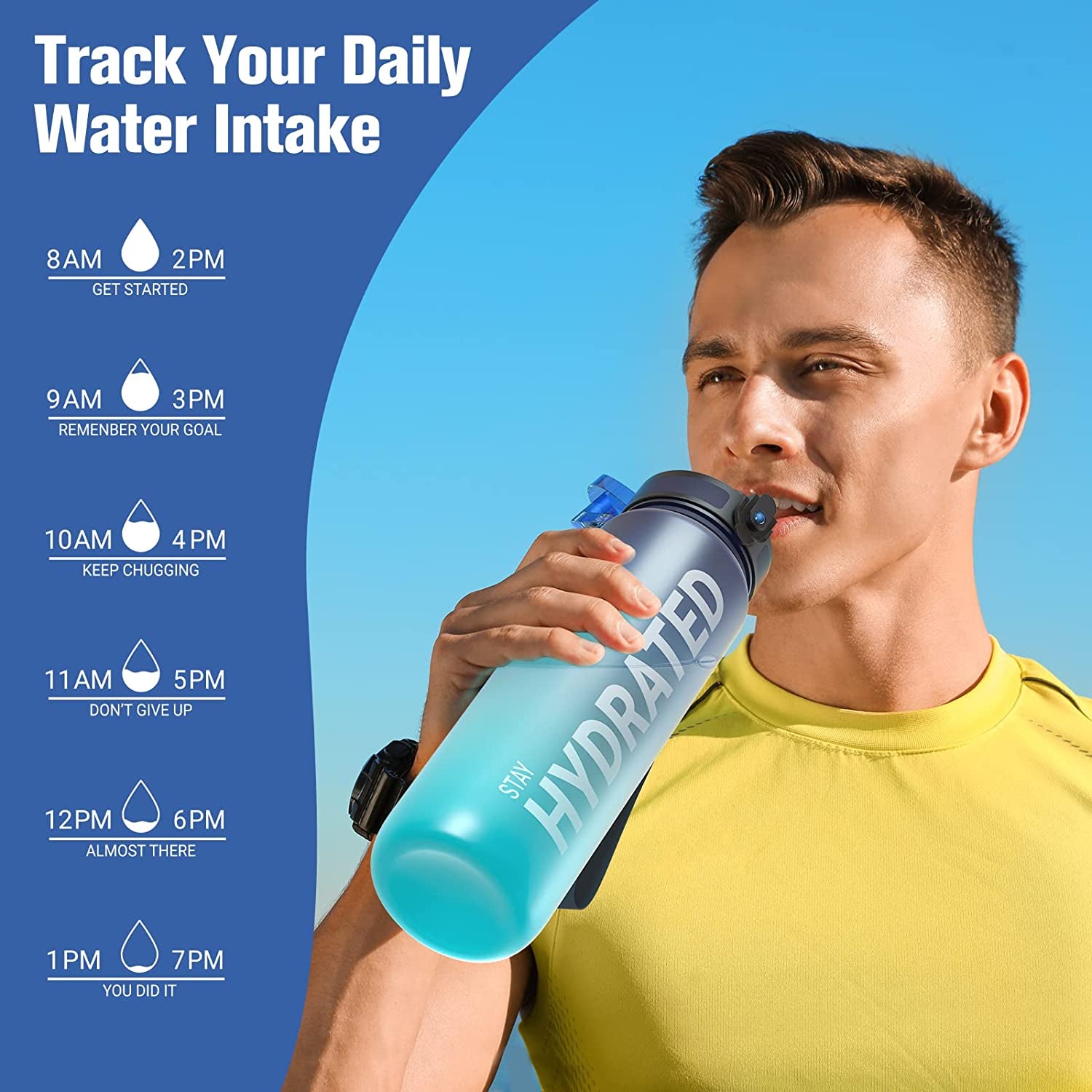 500/750ml Motivational Sports Water Bottle