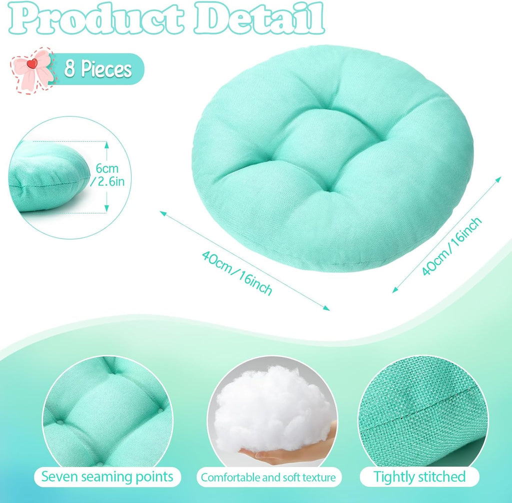 8-Pack 16" Round Floor Cushions – Mint Green