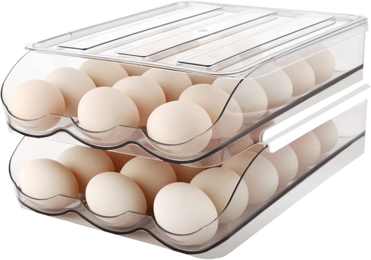 2-Layer Automatic Rolling Egg Holder for Fridge