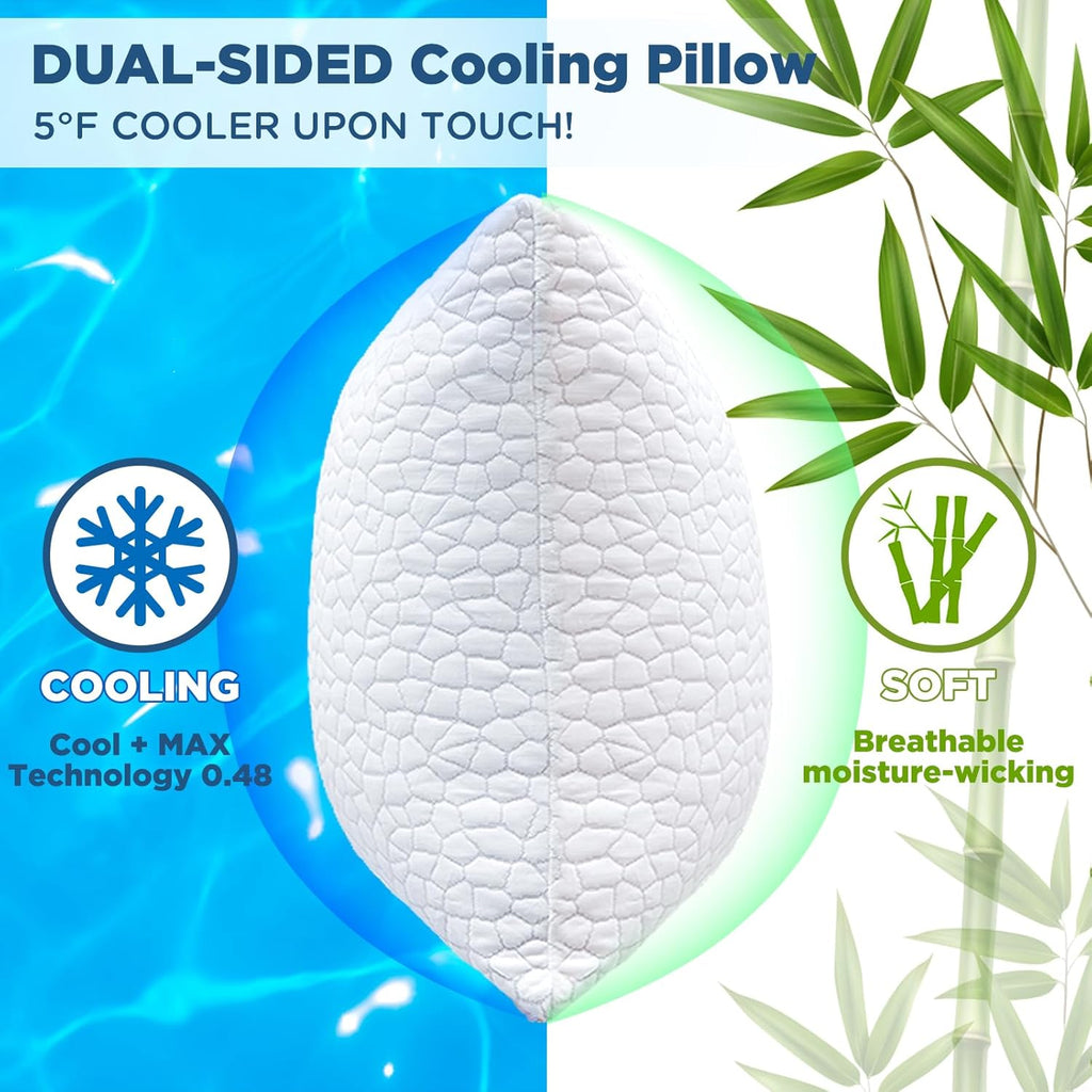 Cooling Memory Foam Pillows – Queen Set of 2