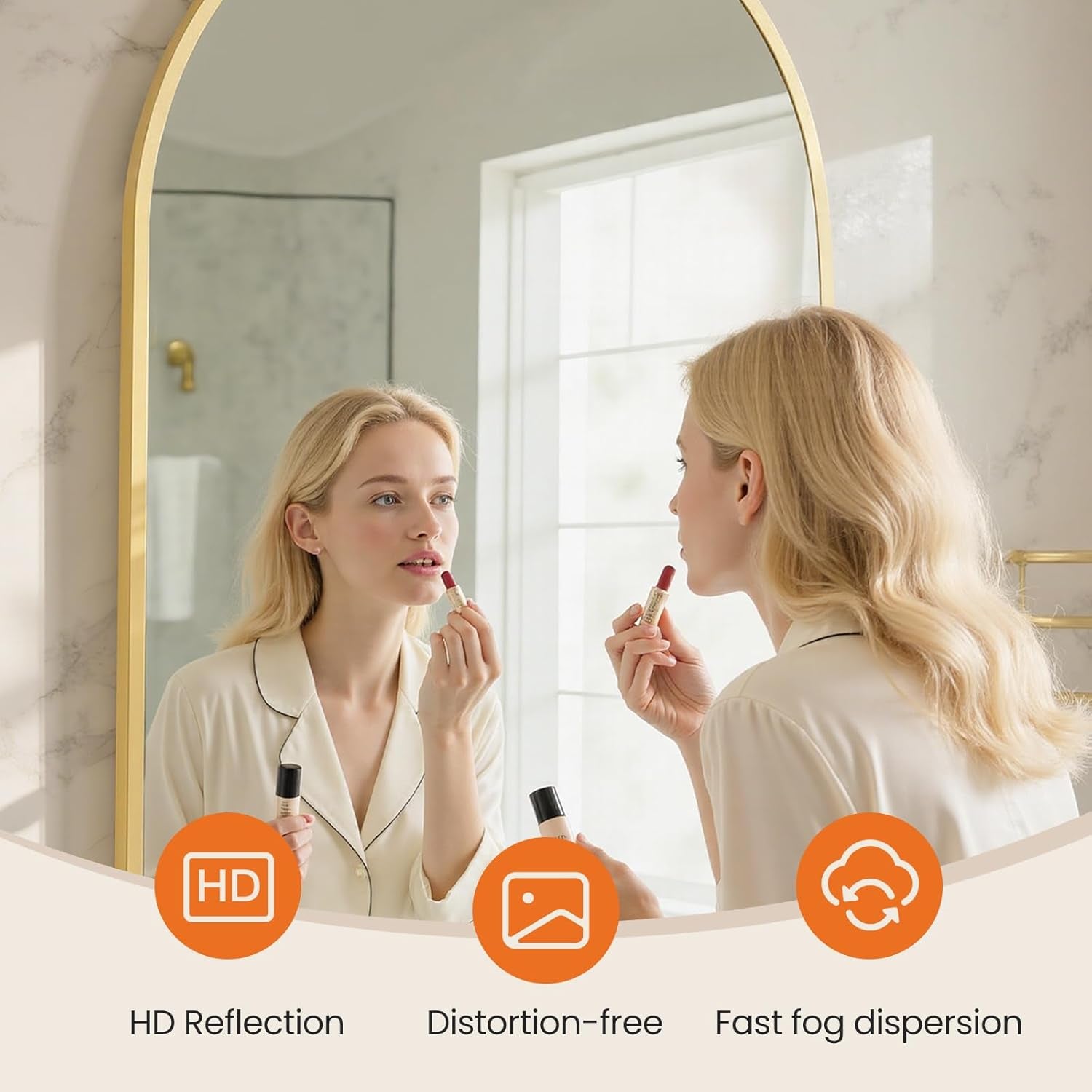 20"x30" Gold Arched Bathroom Mirror – HD Glass