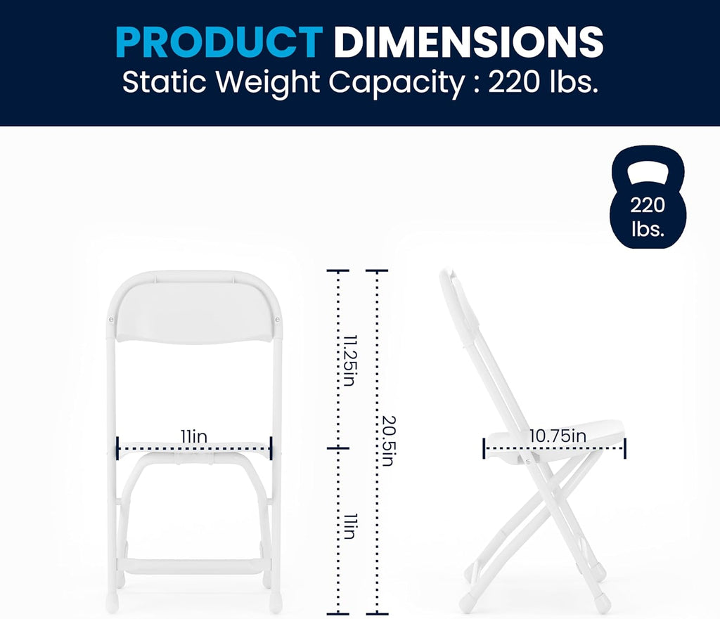 2-Pack Kids Folding Chairs White Plastic