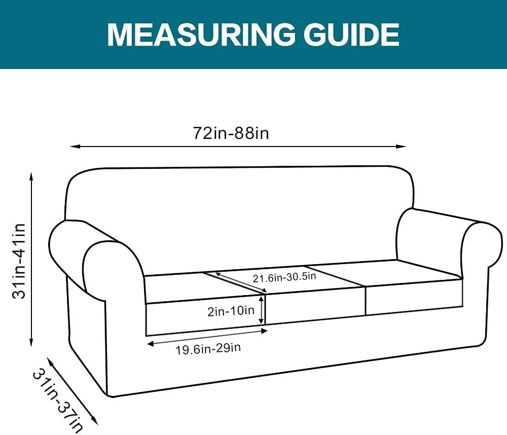 4-Piece Gray Sofa Slipcover for 3 Cushions