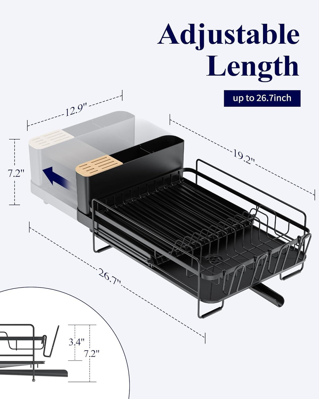 Large Extendable Dish Drying Rack (Black)