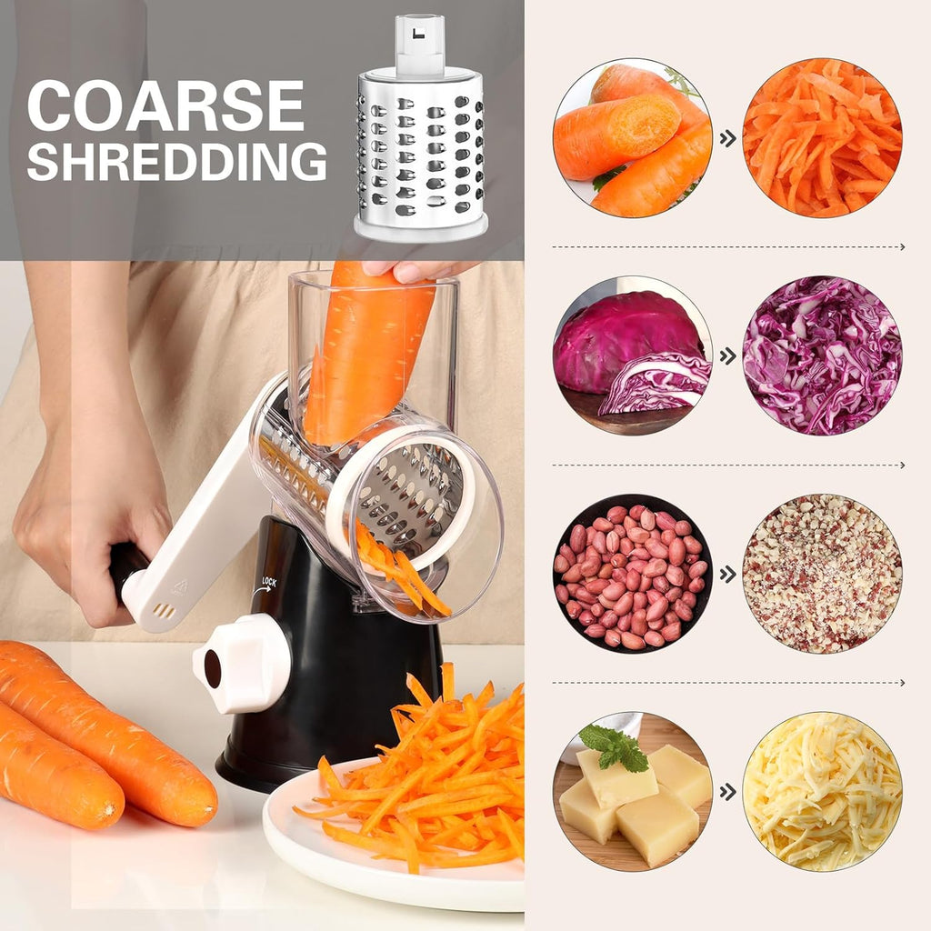 Rotary Hand Crank Cheese Grater with 3 Blades