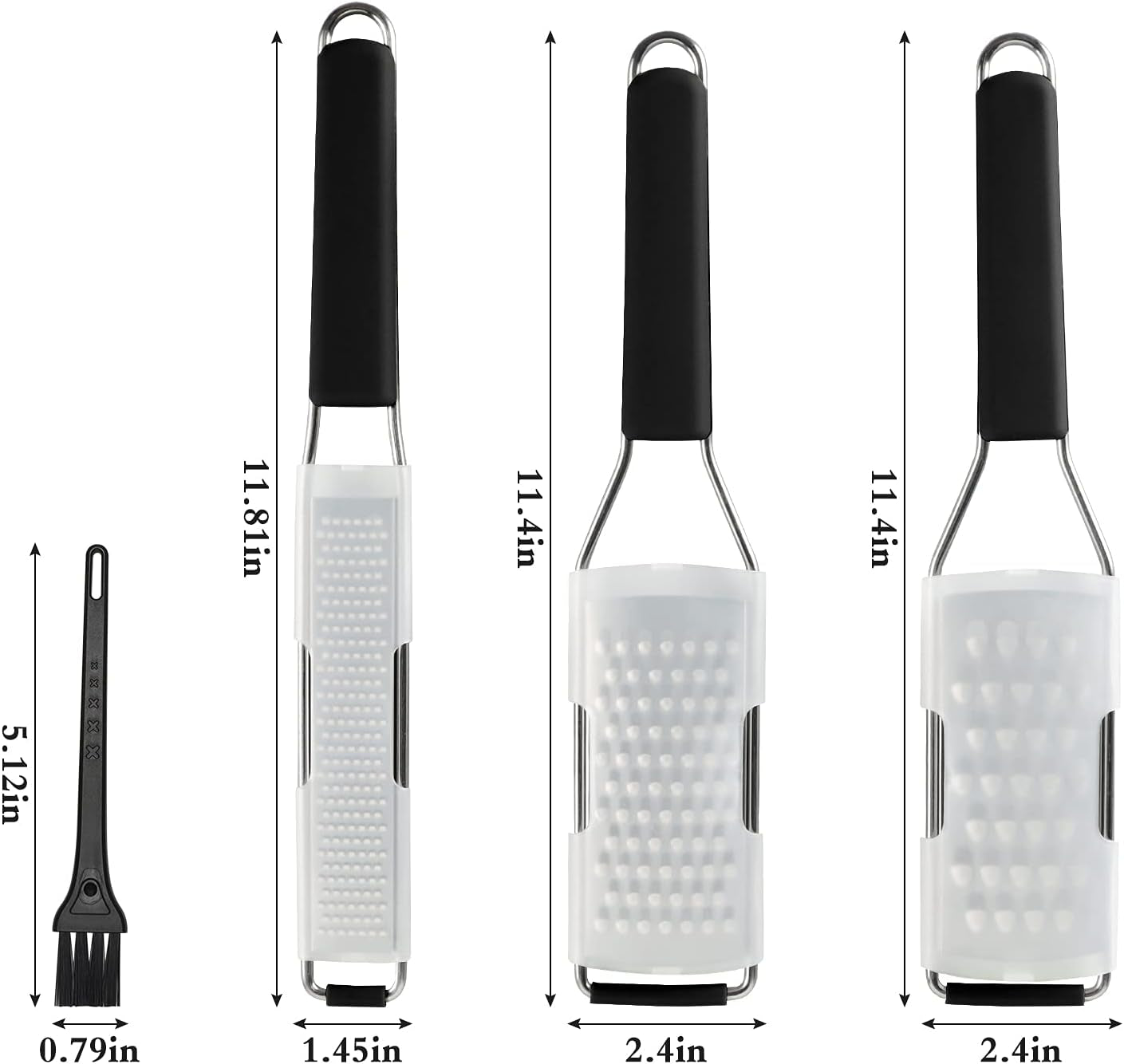 3-Piece Lemon Zester & Grater Set (Black)