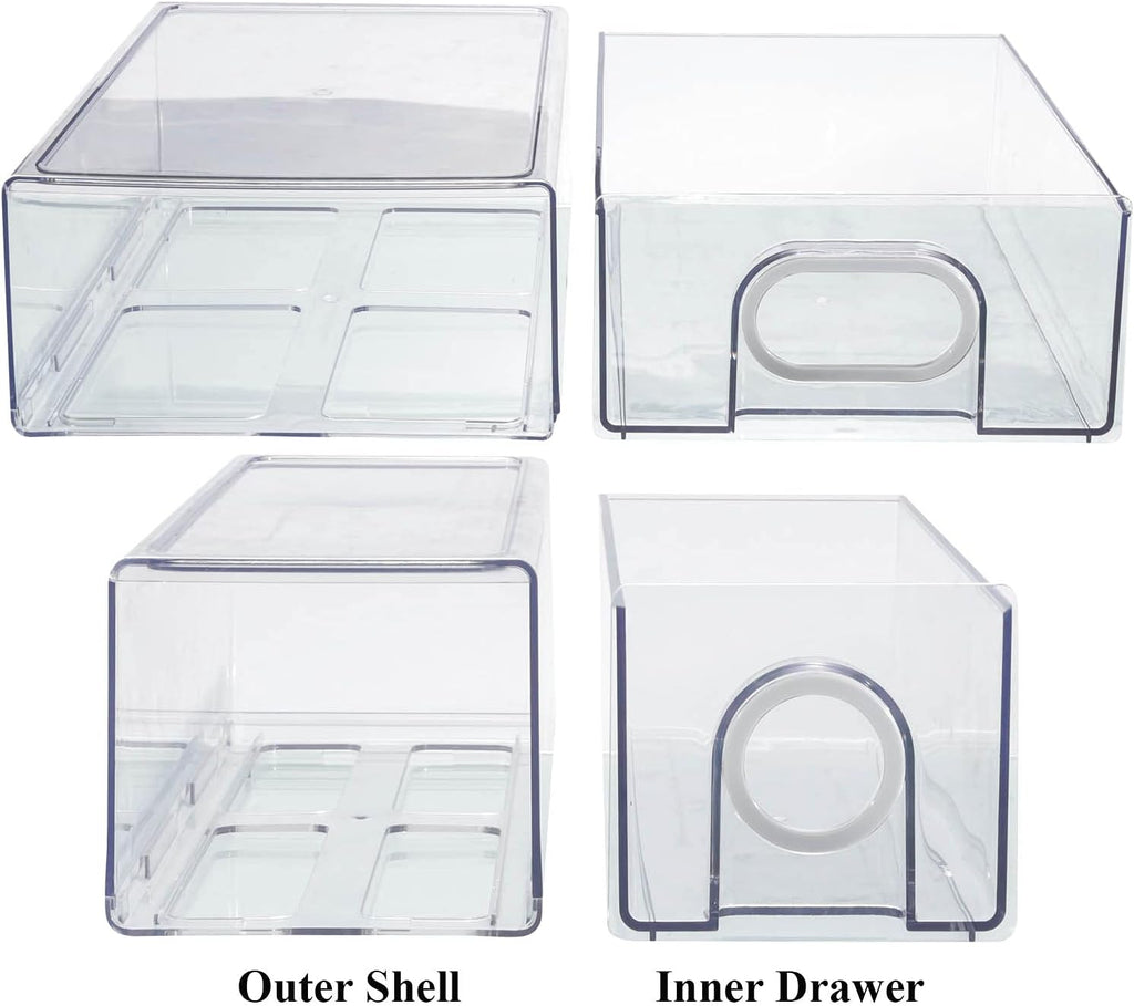 6-Piece Stackable Refrigerator Organizer Bins