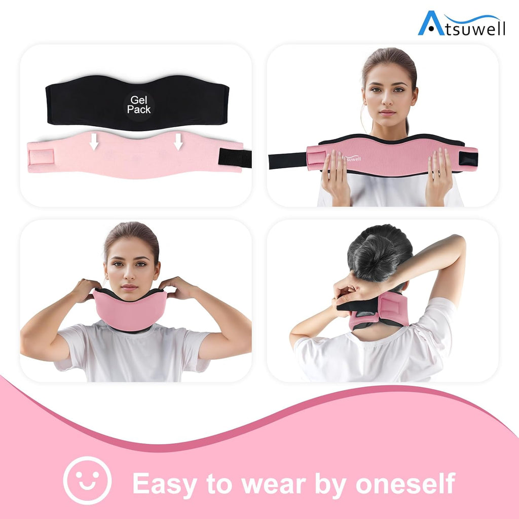 Adjustable Neck Brace with Gel Pack – Pink