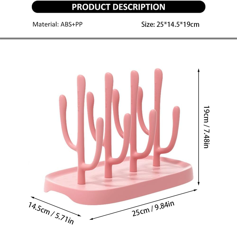 Pink Baby Bottle Drying Rack, Portable Bottle Holder for Baby Accessories