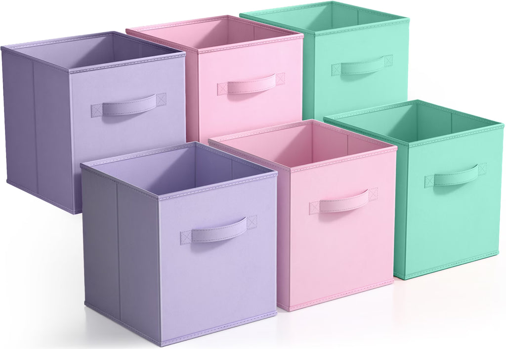 Foldable Storage Cubes - 6 Pack, 11 Inch, Fabric, Foldable, Storage and Organization, Versatile Use, Collapsible Storage, Lightweight and Durable