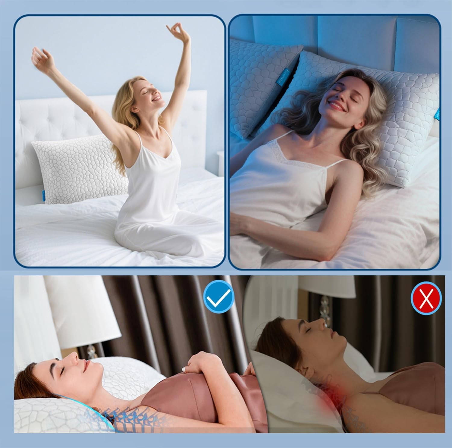 Cooling Memory Foam Pillows – Queen Set of 2
