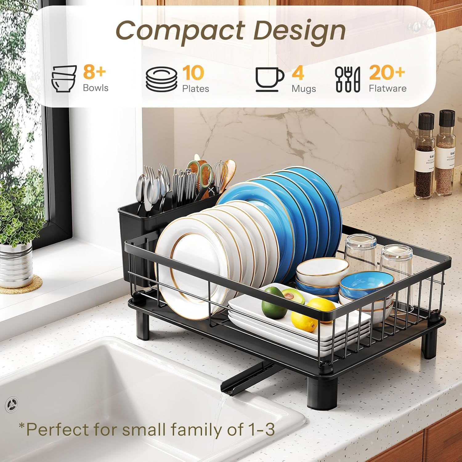 Small Stainless Steel Dish Drying Rack – Black