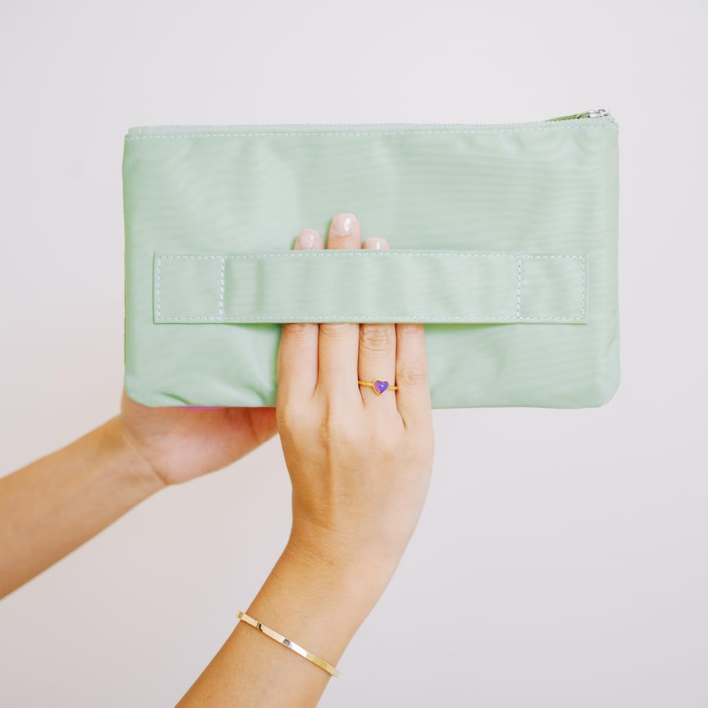 Accordion Clutch 6 in 1 Compartment Travel Zipper Compact Cosmetic Accessory Pouch Bag in Sunset Color