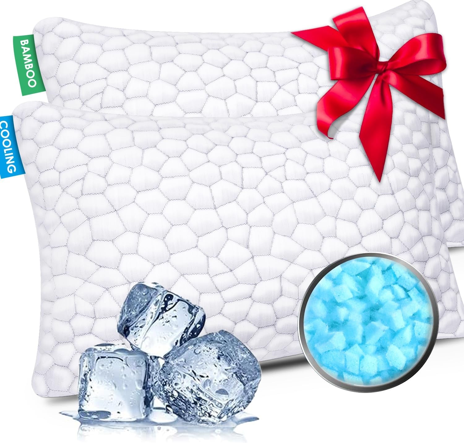 Cooling Memory Foam Pillows – Queen Set of 2