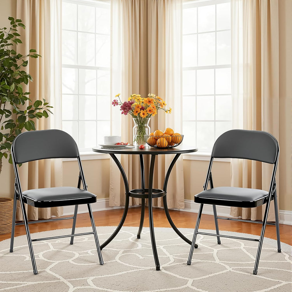 2-Pack Foldable Dining Chairs – Black
