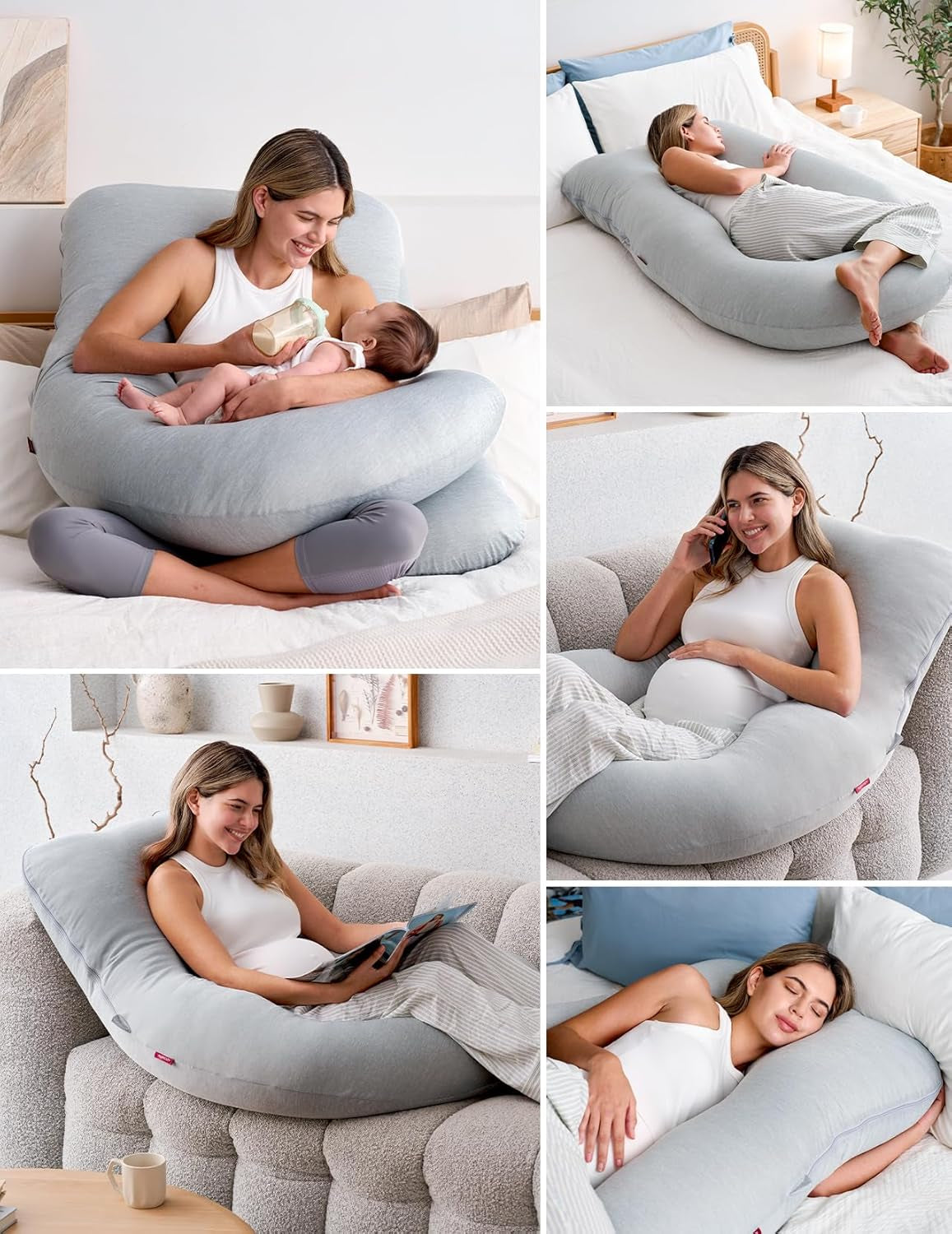 Pregnancy Pillows with Cooling Cover, U-Shaped Full Body Maternity Pillow for Side Sleepers 57 Inch - Support for Back, Hip, Belly, Legs for Pregnant Women