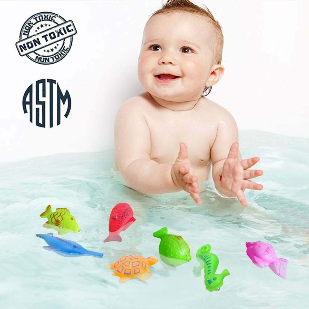 Magnetic Fishing Pool Toys Game, Water Table Bathtub Bath Toy - Pole Rod Floating Fish, Birthday Party Gifts for Toddler Age 3 4 5 6 Year Old, Kids Outdoor Toys