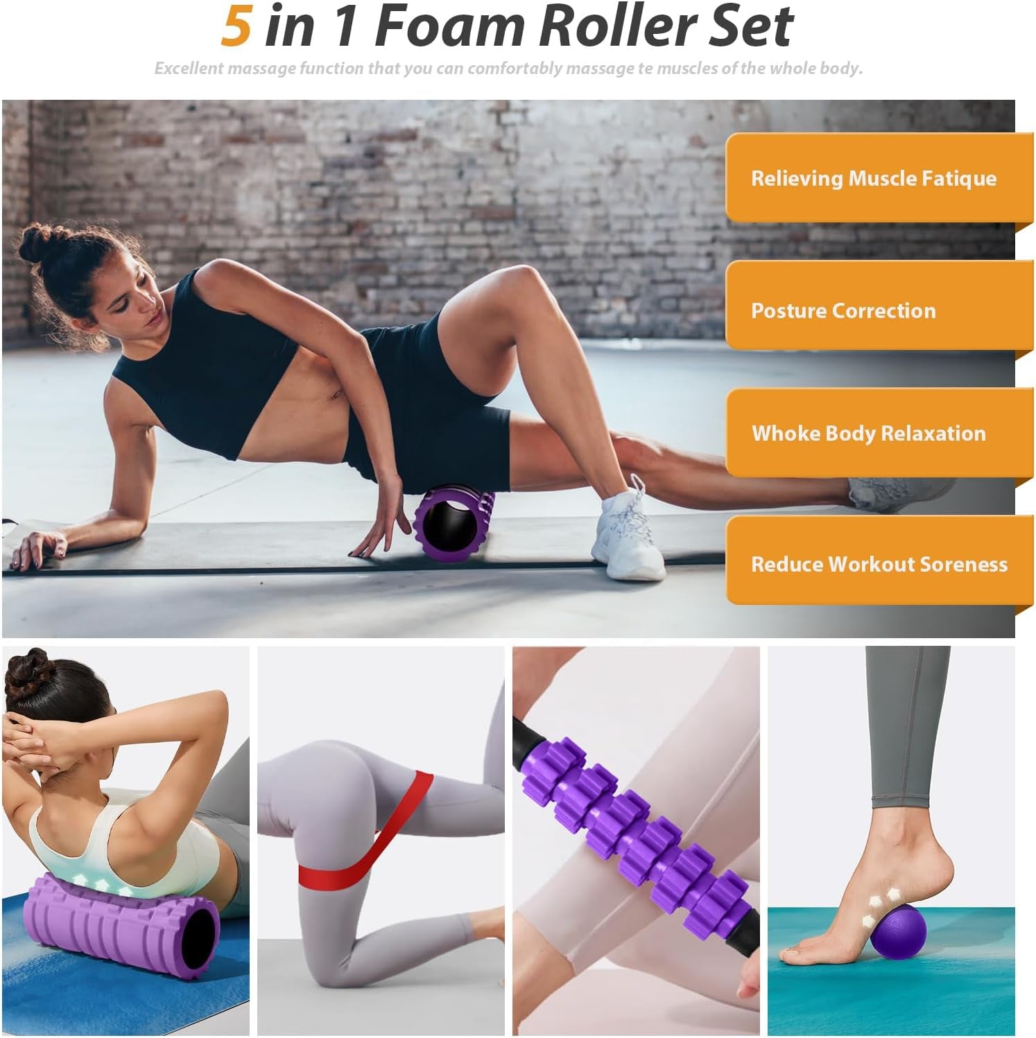 5-in-1 Foam Roller Set for Deep Muscle Relief