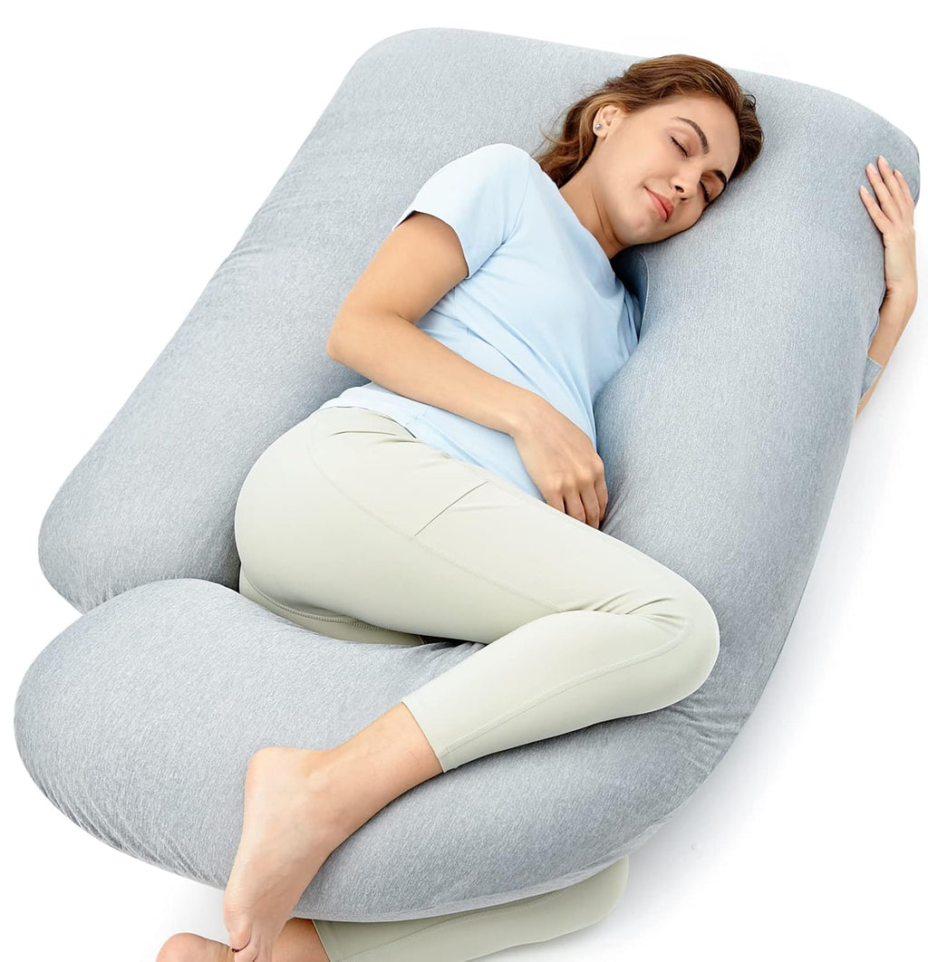 Pregnancy Pillows with Cooling Cover, U-Shaped Full Body Maternity Pillow for Side Sleepers 57 Inch - Support for Back, Hip, Belly, Legs for Pregnant Women