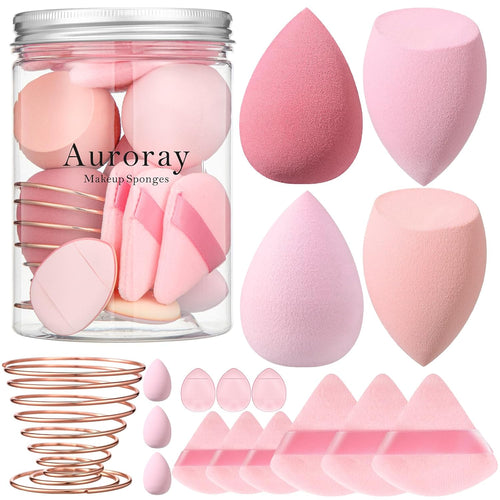 17PCS Makeup Sponge & Puff Set – Pink