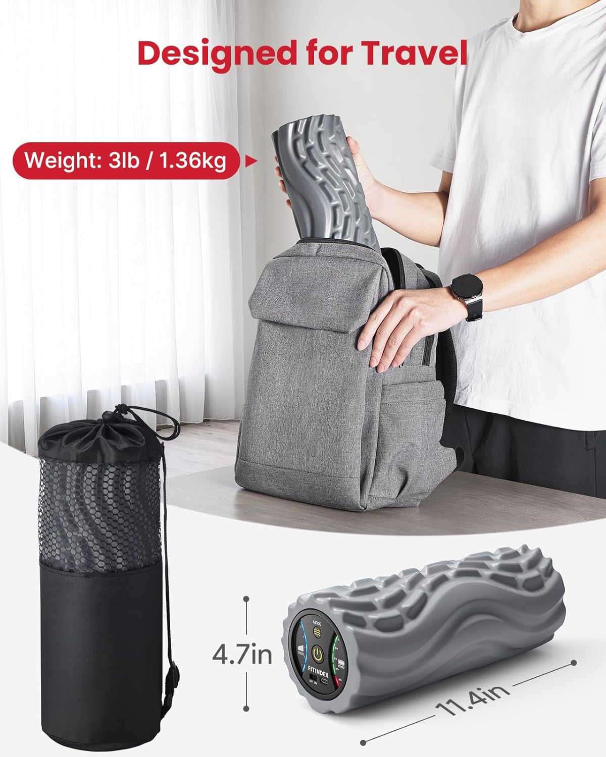 Vibrating Foam Roller – 5-Speed Deep Massage