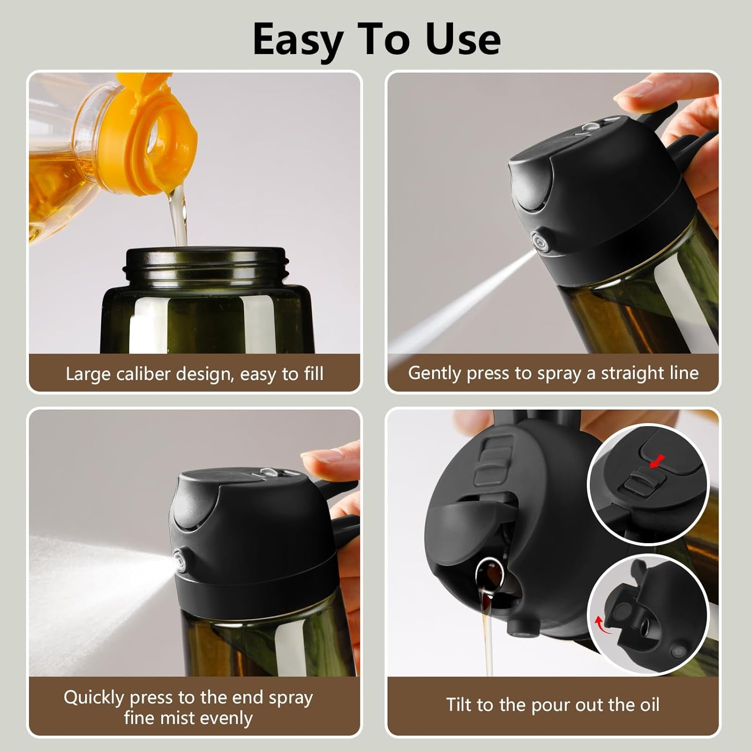 16oz Glass Olive Oil Dispenser & Sprayer