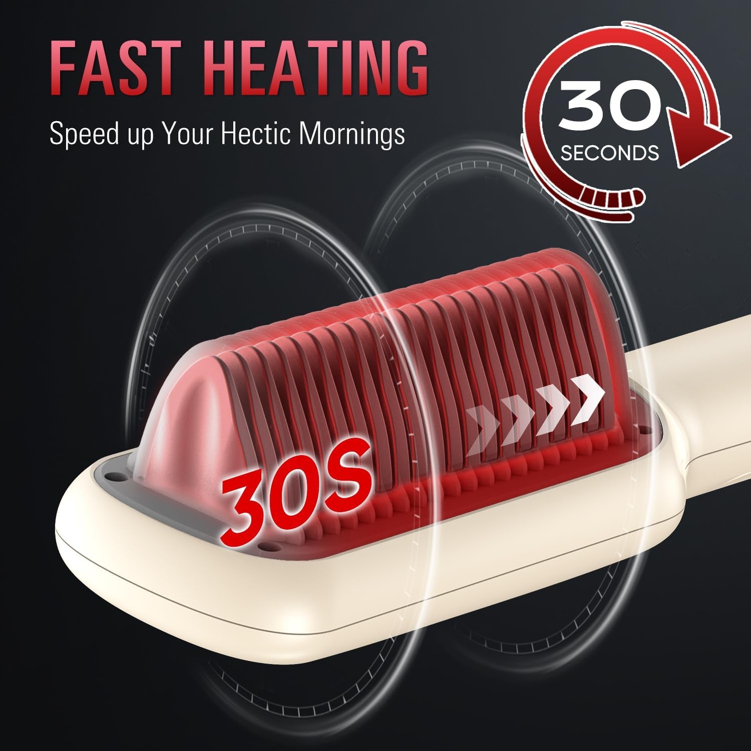 Hair Straightener Brush – 5 Temps, Travel