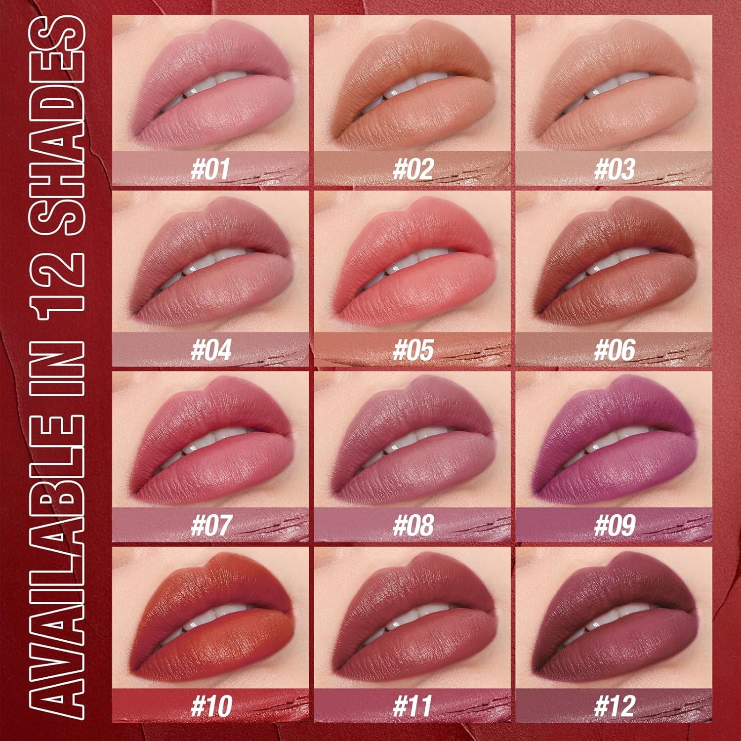 12-Pcs Velvet Matte Lipstick Set