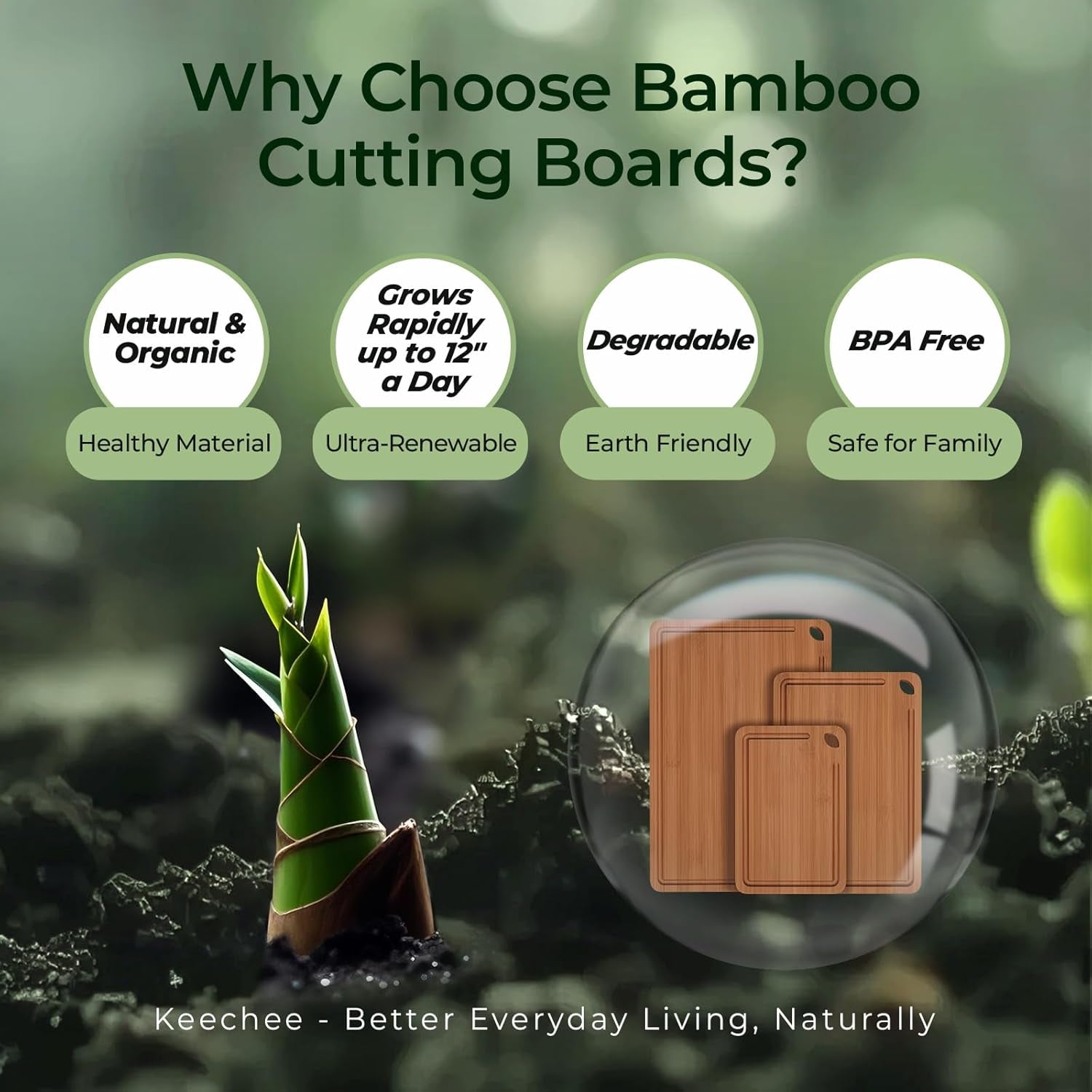 Bamboo Cutting Board with Juice Groove & Handles
