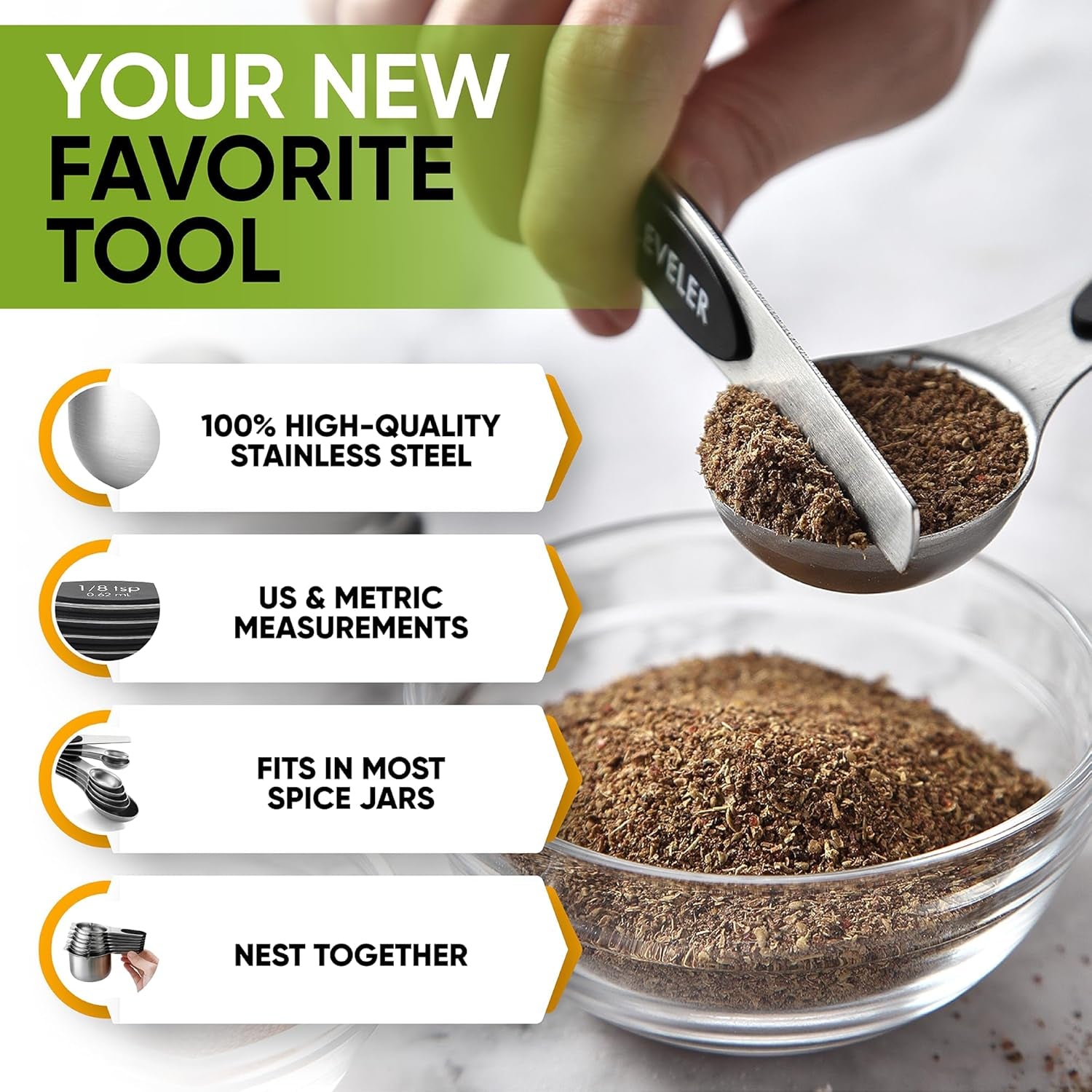 15-Piece Magnetic Measuring Cups & Spoons Set