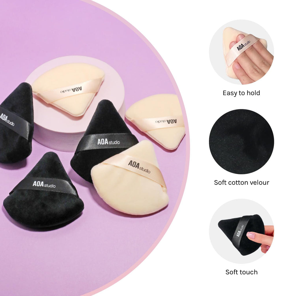 6PCS Velvet Makeup Puff Set – Black/Peach