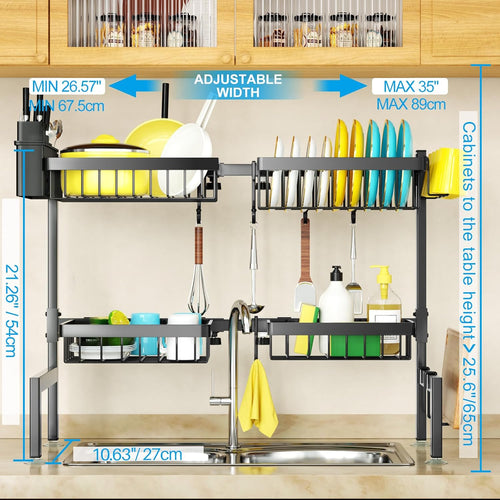 2-Tier Over-Sink Dish Drying Rack – Adjustable