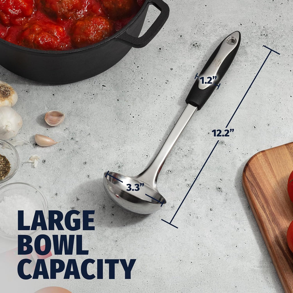 12" Stainless Steel Soup Ladle with Silicone Handle