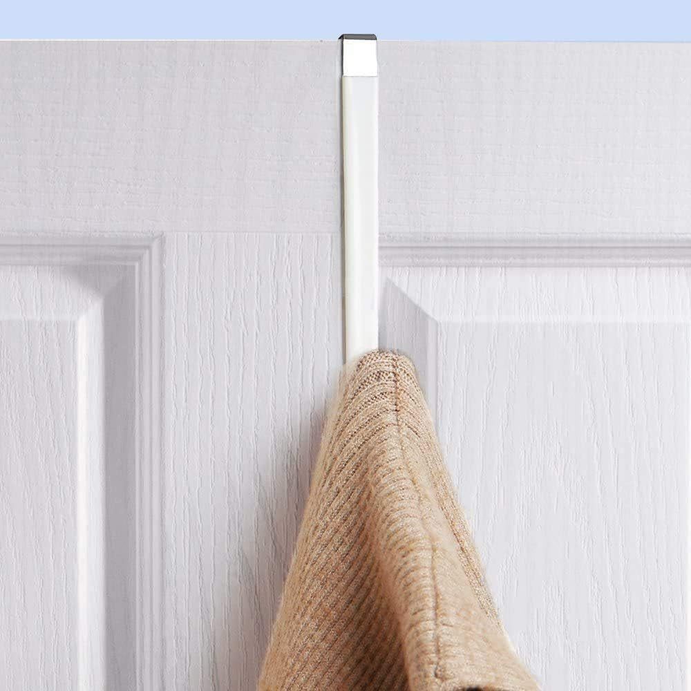 Over Door Hook White - 4Pack Soft Rubber Surface Design to Prevent Article Scratches,Single Door Hook for Bathroom,Kitchen,Bedroom,Cubicle,Shower Room Hanging Towel,Clothes,Pants,Shoe Bag,Coat