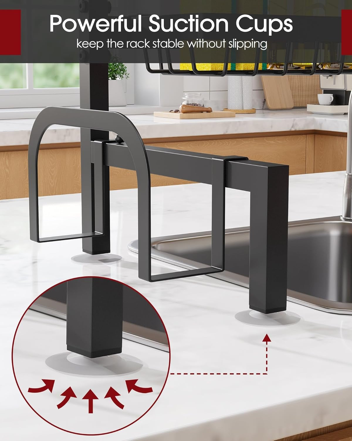 2-Tier Over-Sink Dish Drying Rack – Black
