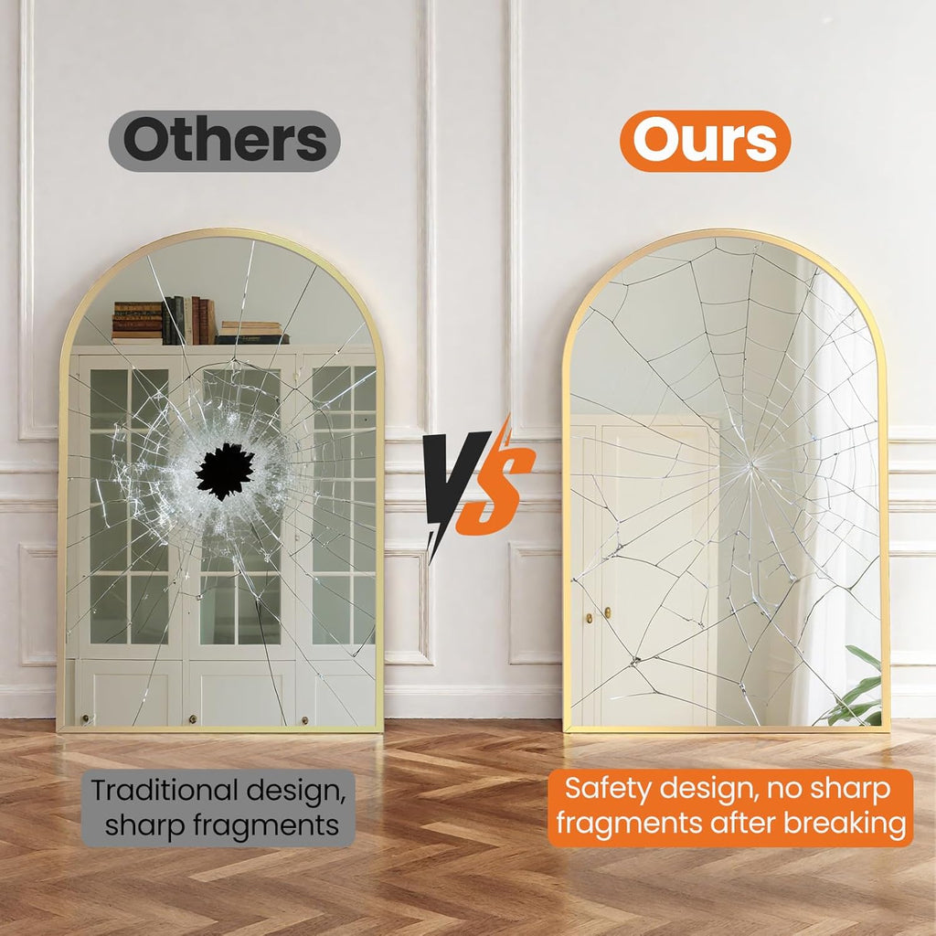 20"x30" Gold Arched Bathroom Mirror – HD Glass