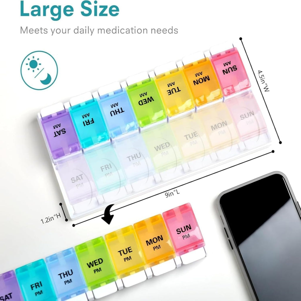 AM/PM Weekly Pill Organizer – Rainbow 7-Day