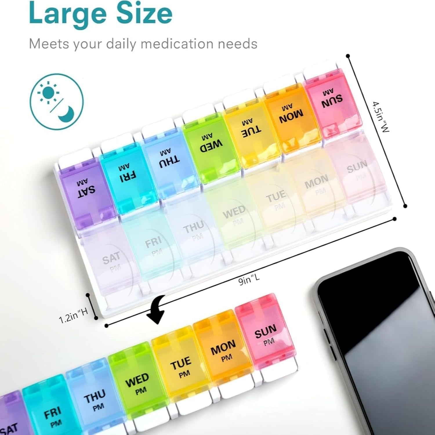 AM/PM Weekly Pill Organizer – Rainbow 7-Day