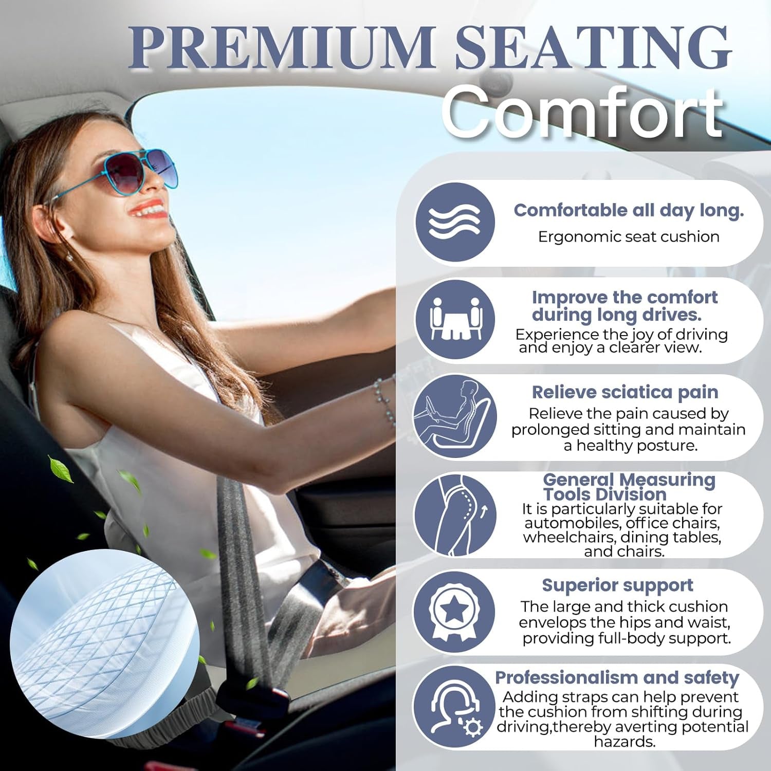 Memory Foam Seat Cushion – Sciatica Relief