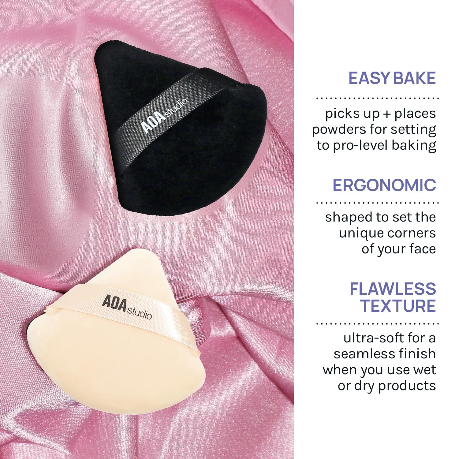 6PCS Velvet Makeup Puff Set – Black/Peach