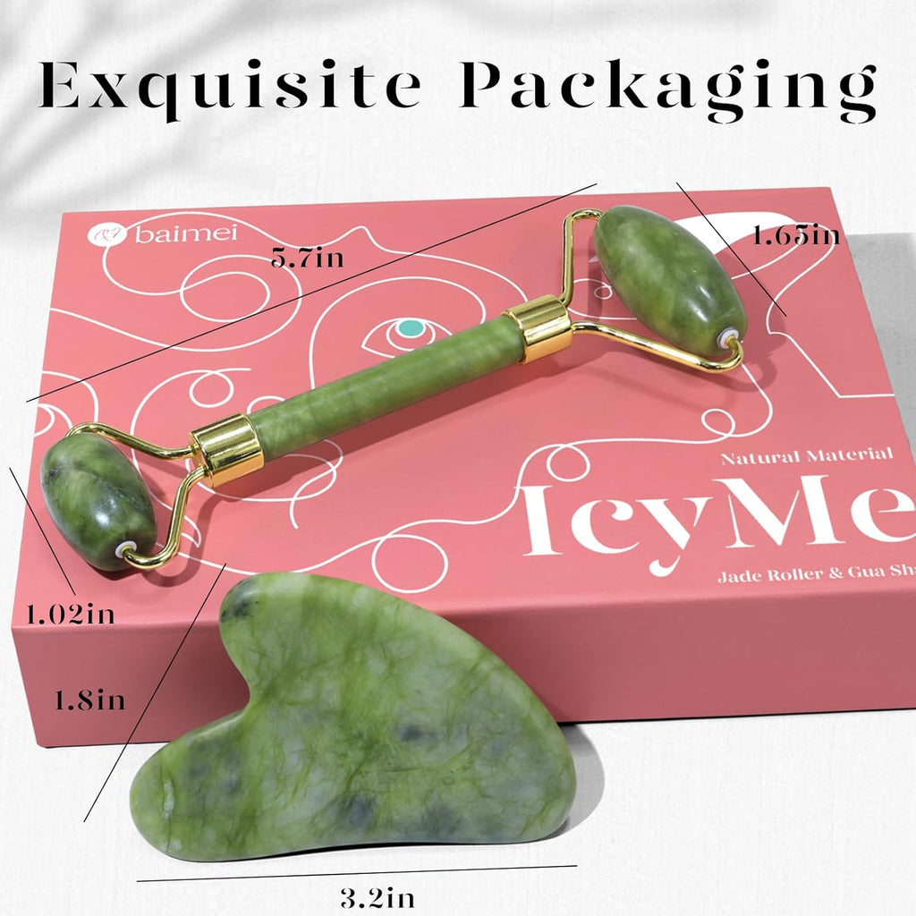 Icyme Jade Roller & Gua Sha Facial Set