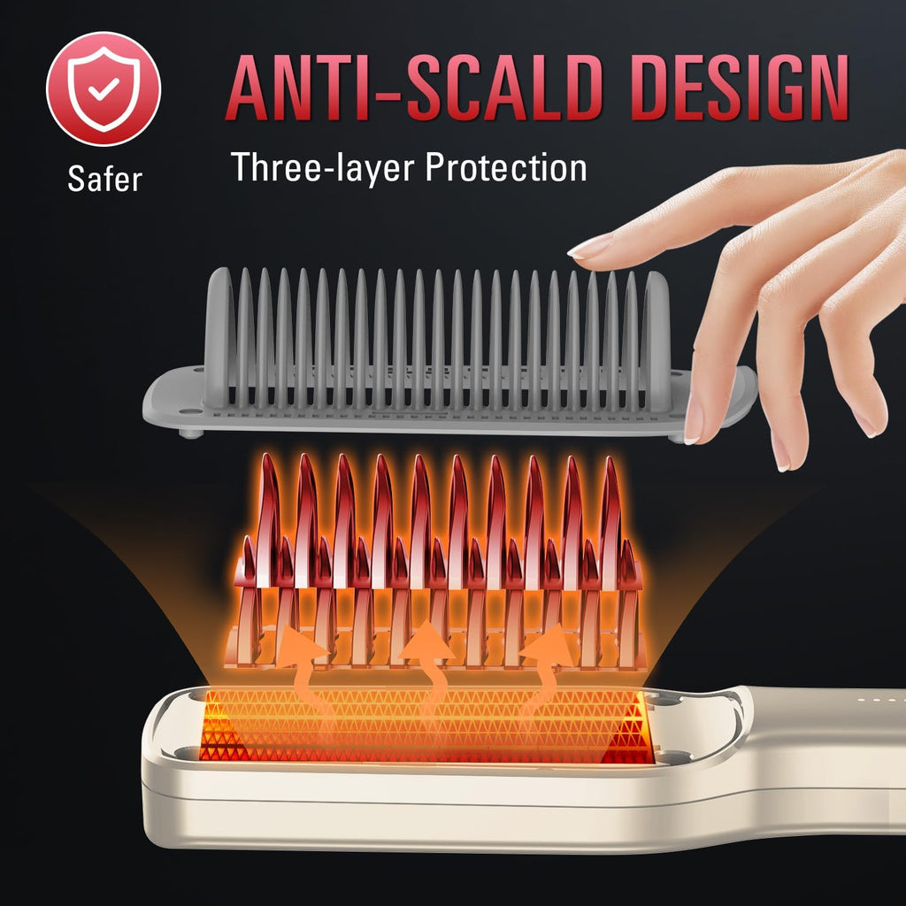 Hair Straightener Brush – 5 Temps, Travel