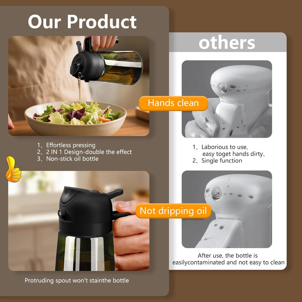 16oz Glass Olive Oil Dispenser & Sprayer