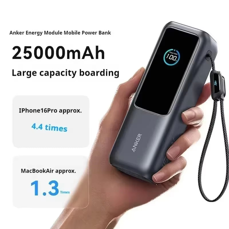 Anker Zolo 25,000mAh Power Bank with 165W Max Fast Charge and Retractable Cables for Mobile Devices and Laptops